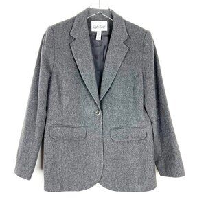 Lord & Taylor Wool Cashmere Blend Blazer Women's Size 6 Grey Suit Jacket Classic